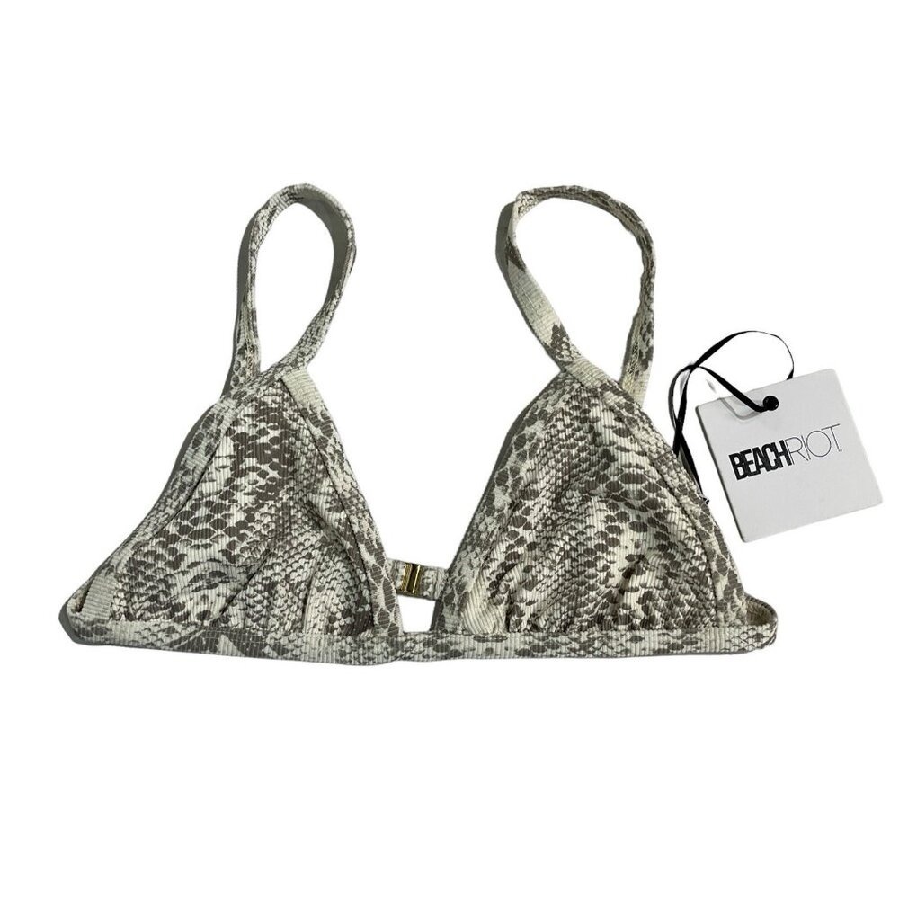 Beach Riot Bikini Top Gray Venom Snakeskin Triangle Swimsuit Top‎ Size M Beach